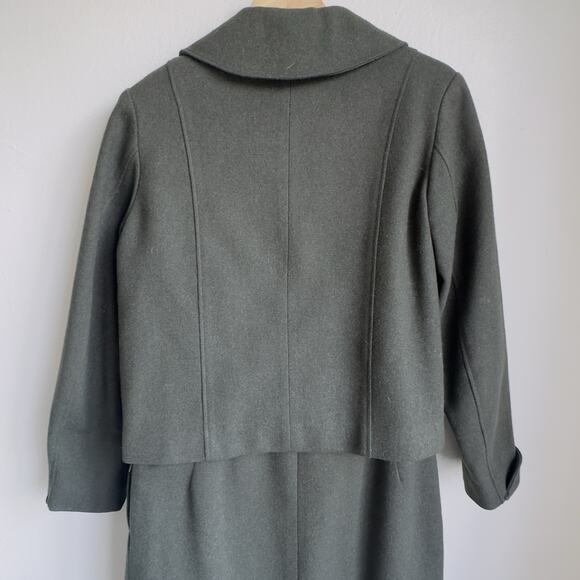 Bullocks Los Angeles Wool Suit SZ S Olive Green Military Nautical Crest Button - Picture 9 of 16